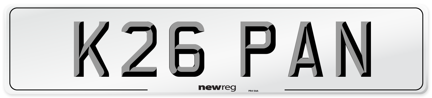 K26 PAN Front Number Plate