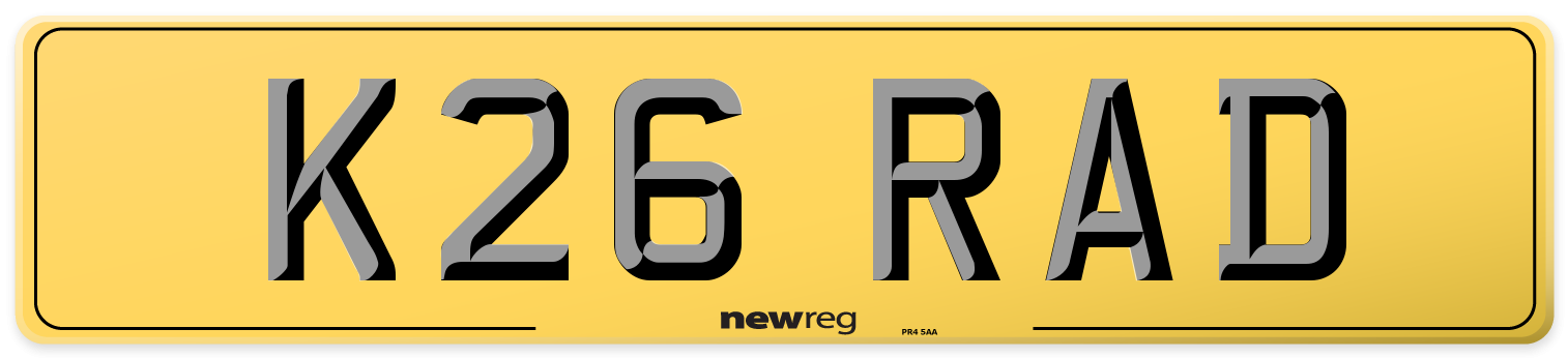 K26 RAD Rear Number Plate