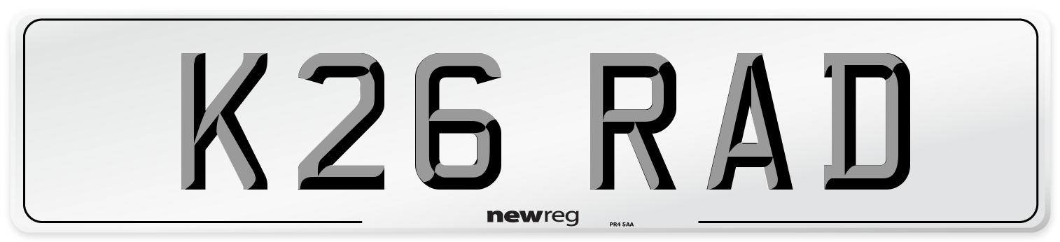 K26 RAD Front Number Plate