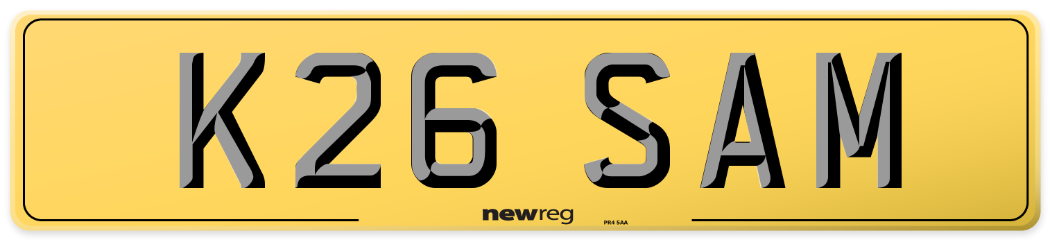 K26 SAM Rear Number Plate