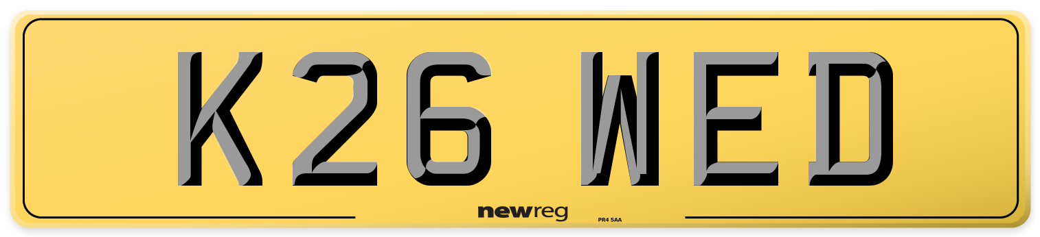 K26 WED Rear Number Plate