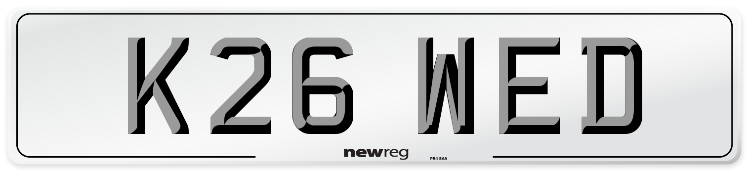 K26 WED Front Number Plate