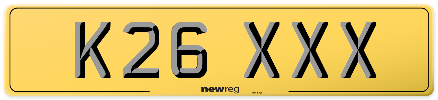 K26 XXX Rear Number Plate