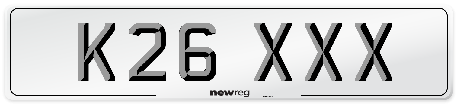 K26 XXX Front Number Plate