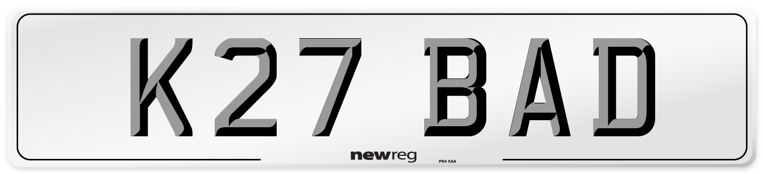 K27 BAD Front Number Plate