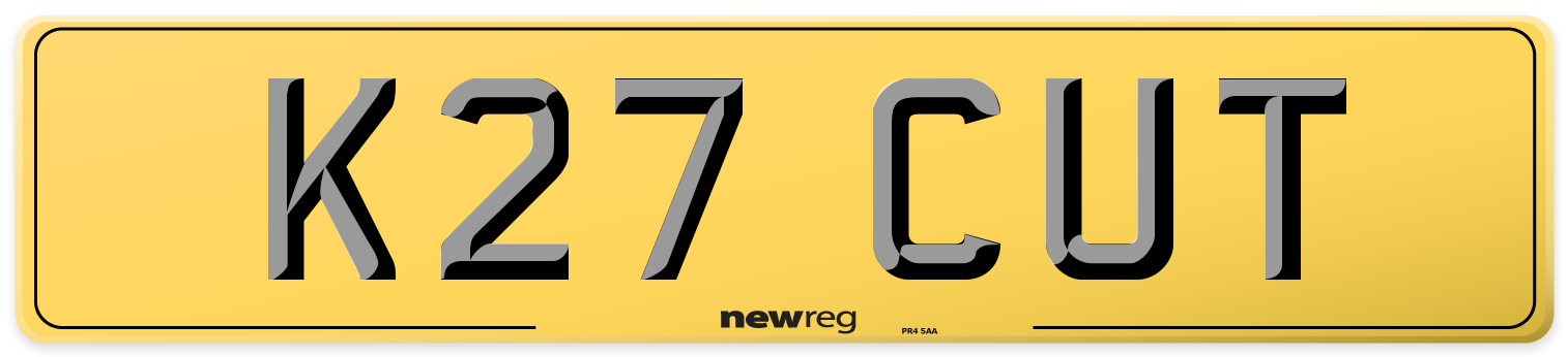K27 CUT Rear Number Plate