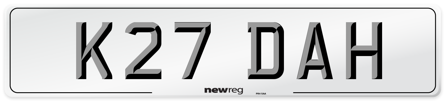 K27 DAH Front Number Plate