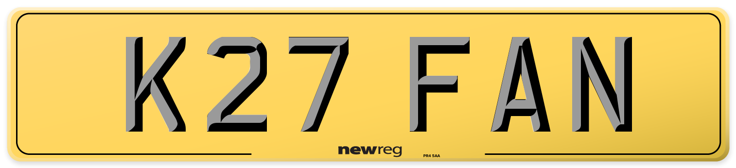 K27 FAN Rear Number Plate