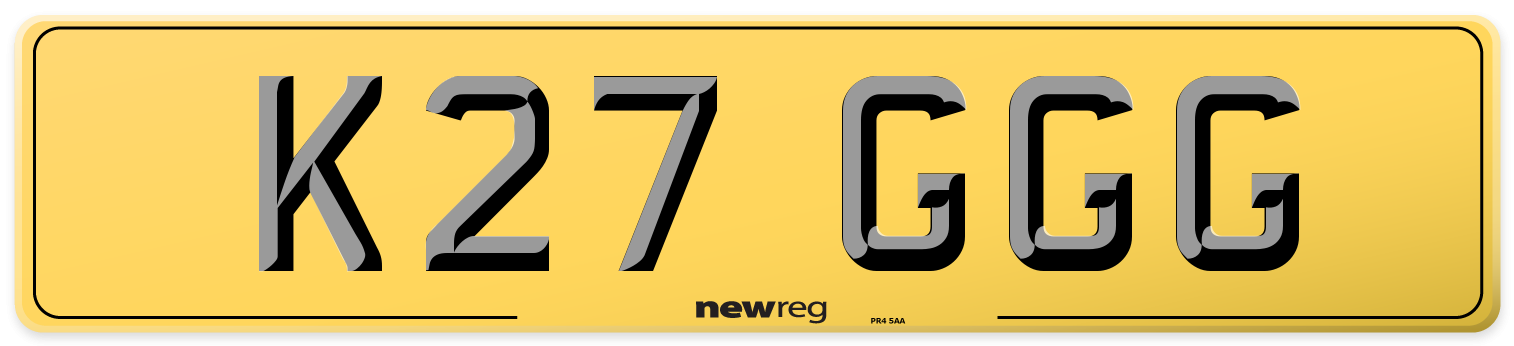 K27 GGG Rear Number Plate