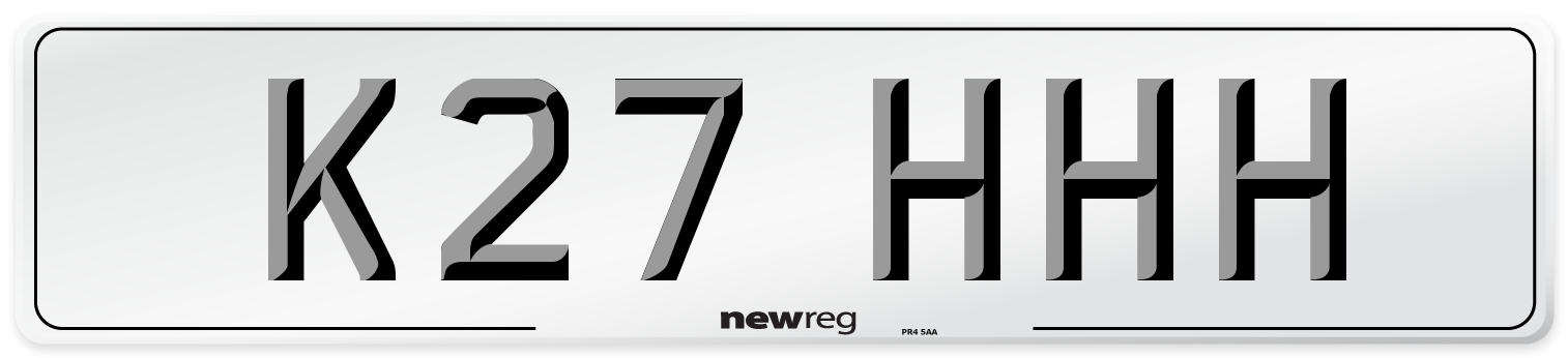 K27 HHH Front Number Plate