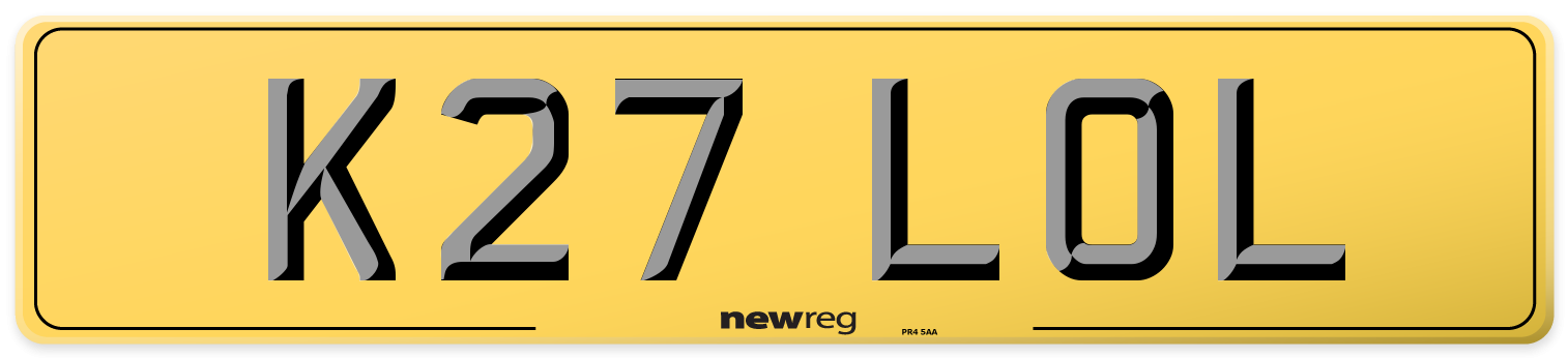 K27 LOL Rear Number Plate