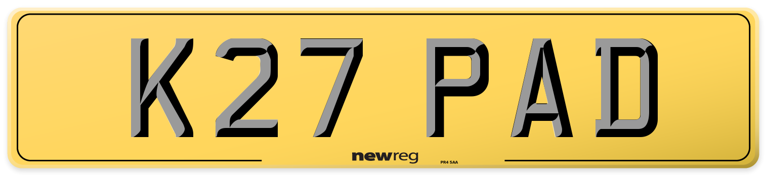 K27 PAD Rear Number Plate