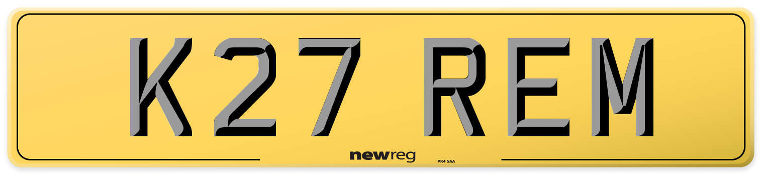K27 REM Rear Number Plate