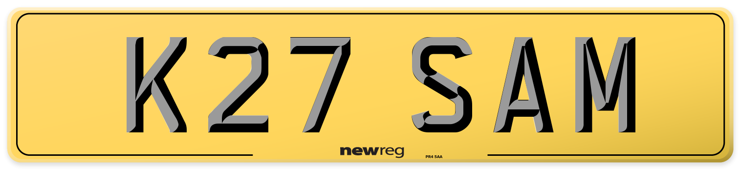K27 SAM Rear Number Plate