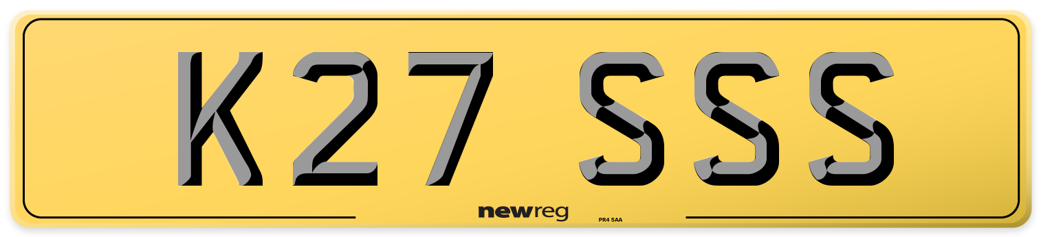 K27 SSS Rear Number Plate