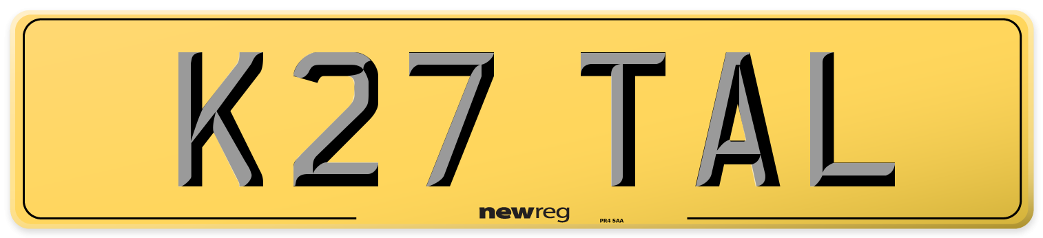 K27 TAL Rear Number Plate