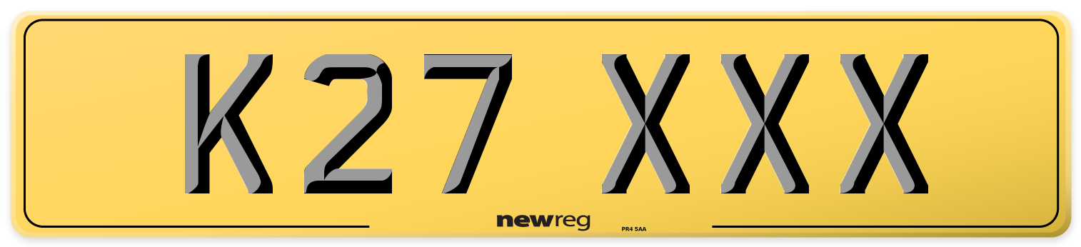 K27 XXX Rear Number Plate