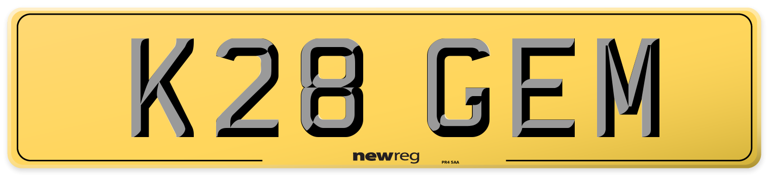 K28 GEM Rear Number Plate
