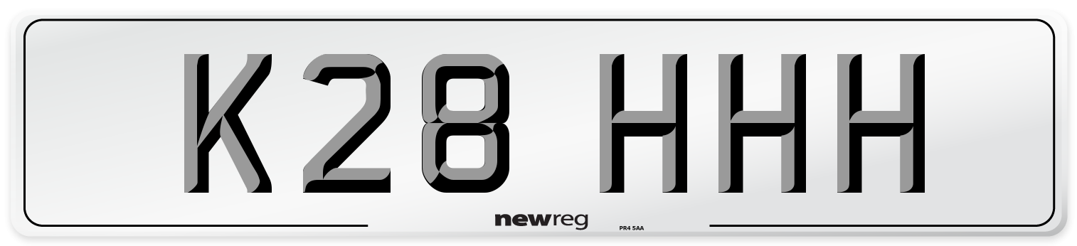 K28 HHH Front Number Plate