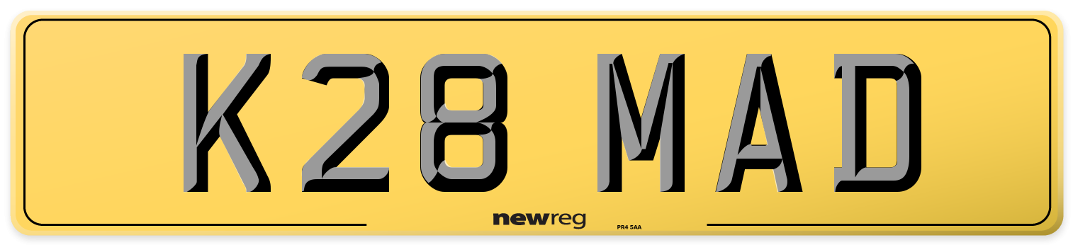 K28 MAD Rear Number Plate