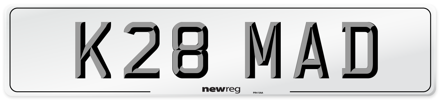 K28 MAD Front Number Plate