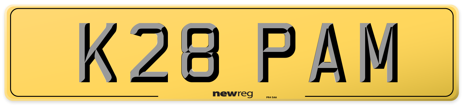 K28 PAM Rear Number Plate