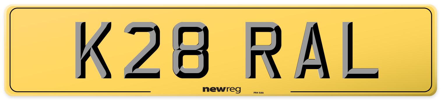 K28 RAL Rear Number Plate