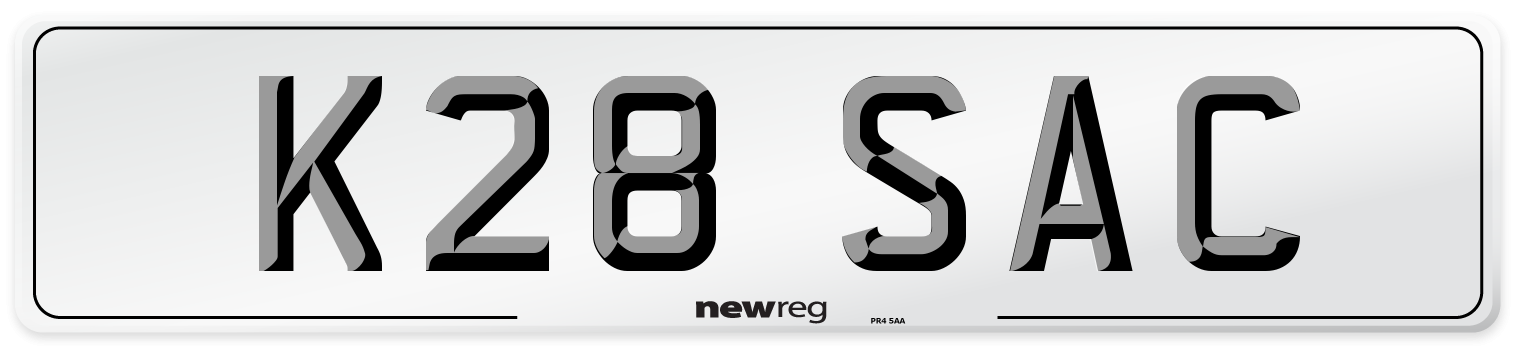 K28 SAC Front Number Plate