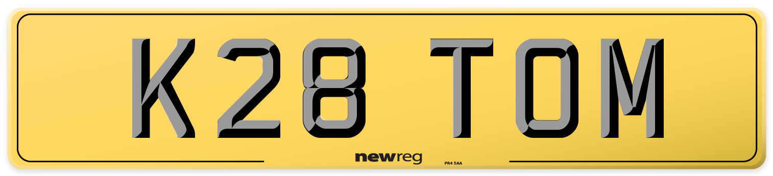 K28 TOM Rear Number Plate