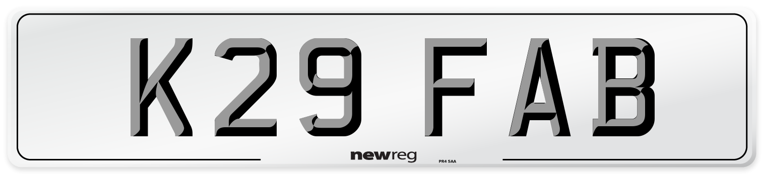 K29 FAB Front Number Plate