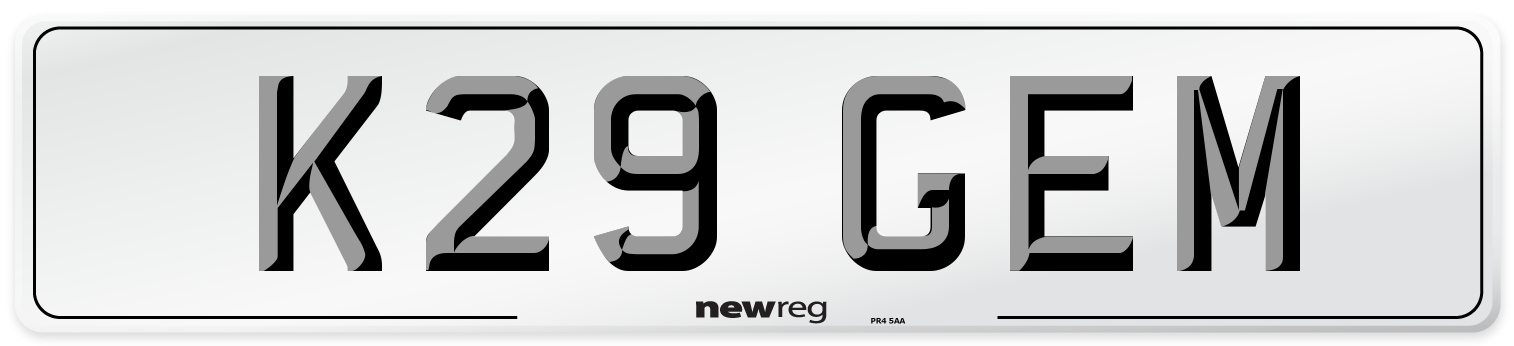 K29 GEM Front Number Plate