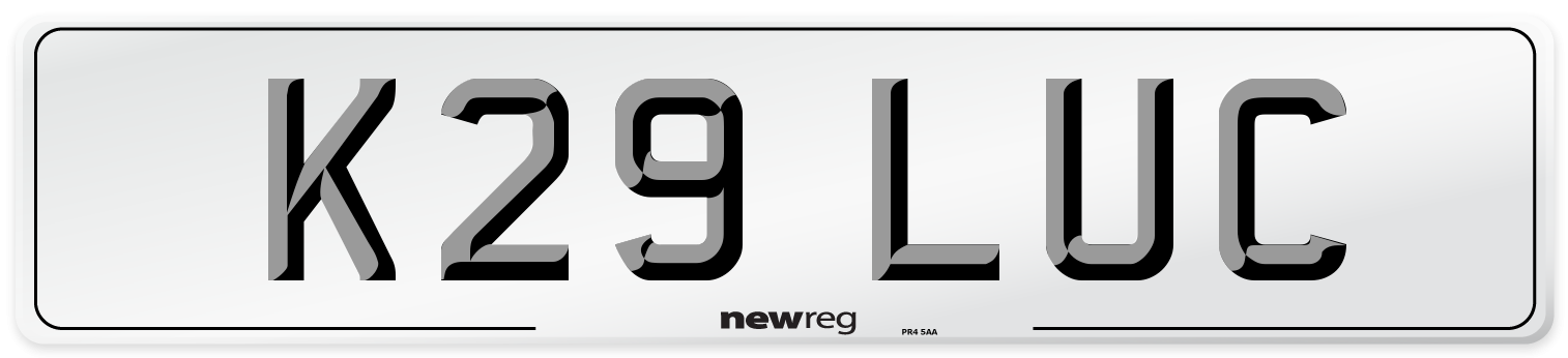 K29 LUC Front Number Plate