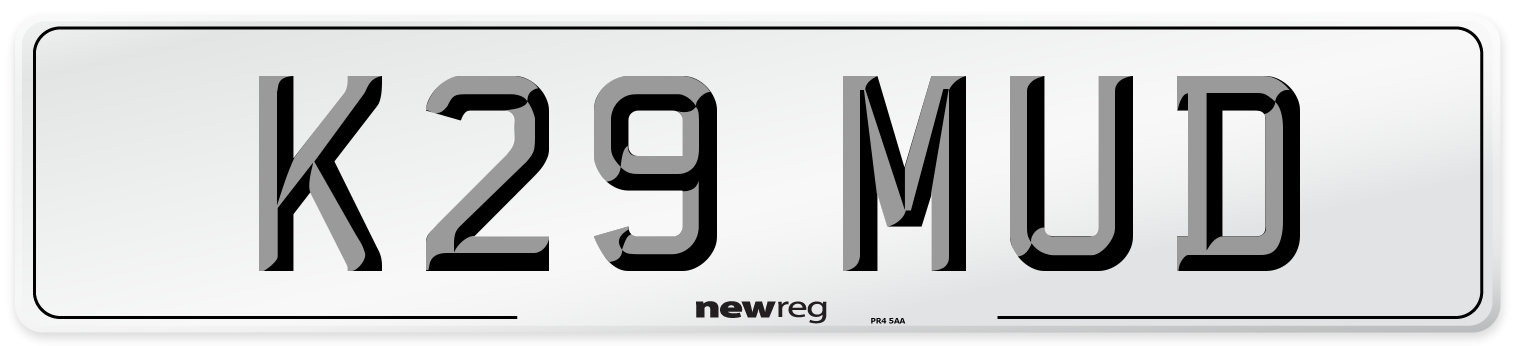 K29 MUD Front Number Plate