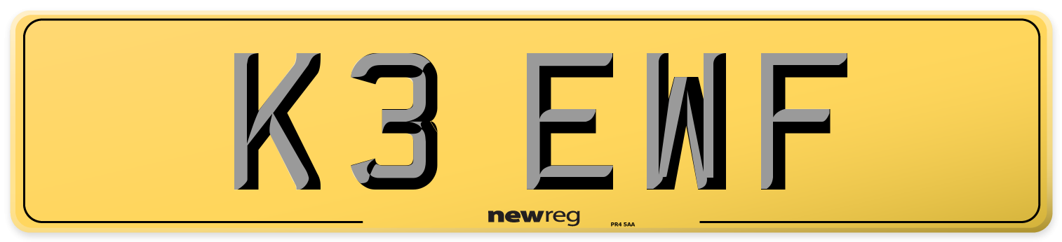 K3 EWF Rear Number Plate