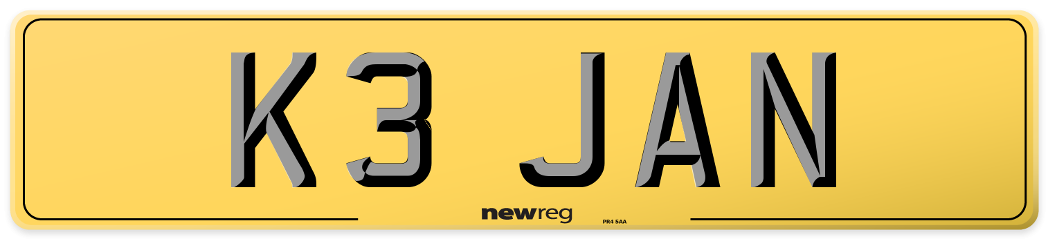 K3 JAN Rear Number Plate