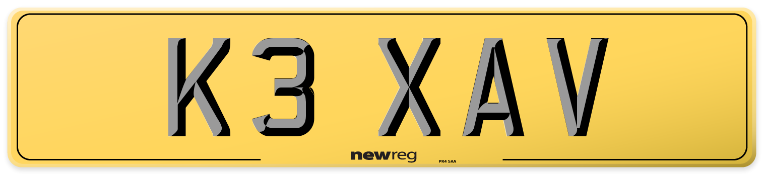 K3 XAV Rear Number Plate
