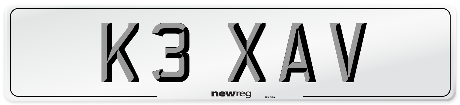 K3 XAV Front Number Plate