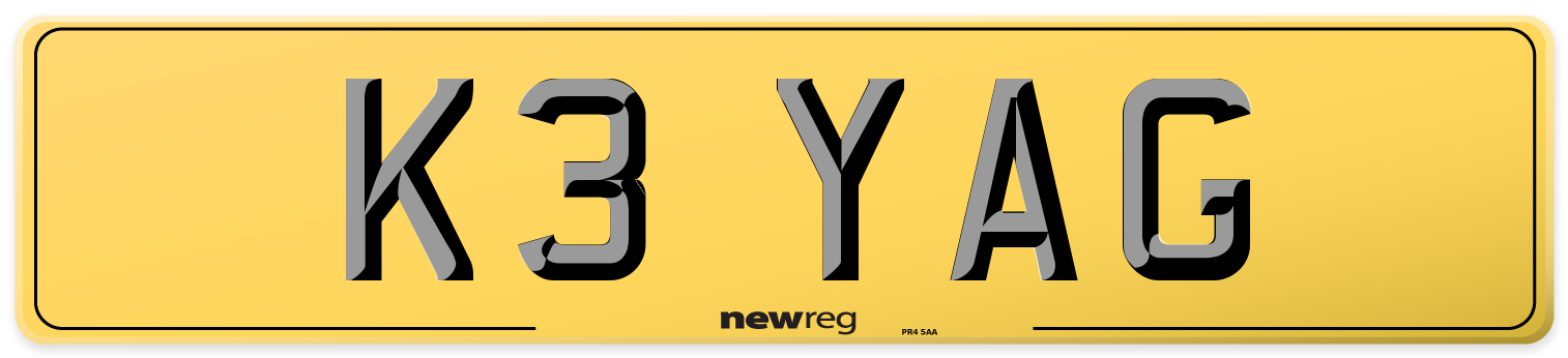 K3 YAG Rear Number Plate