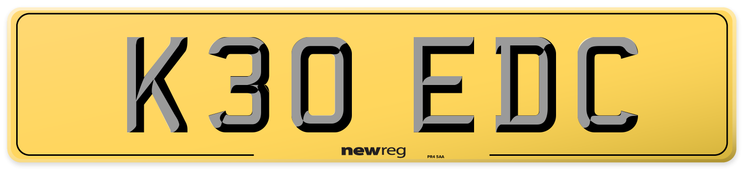 K30 EDC Rear Number Plate