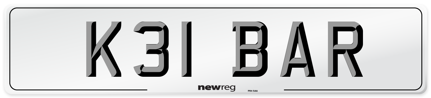 K31 BAR Front Number Plate
