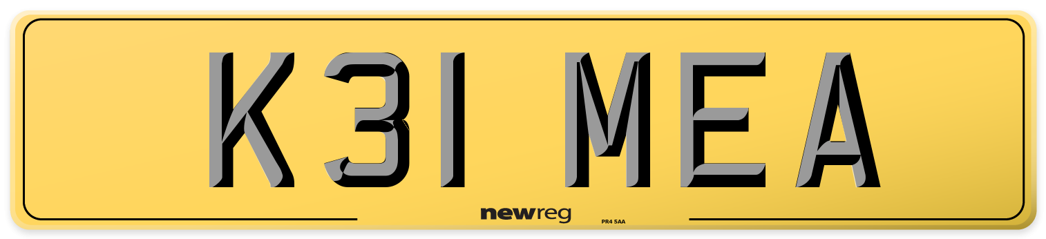 K31 MEA Rear Number Plate