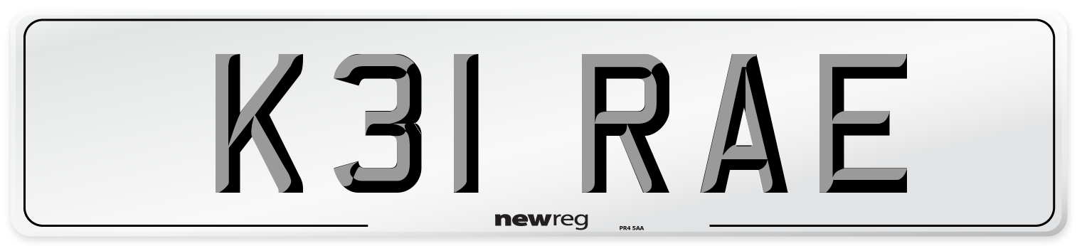 K31 RAE Front Number Plate