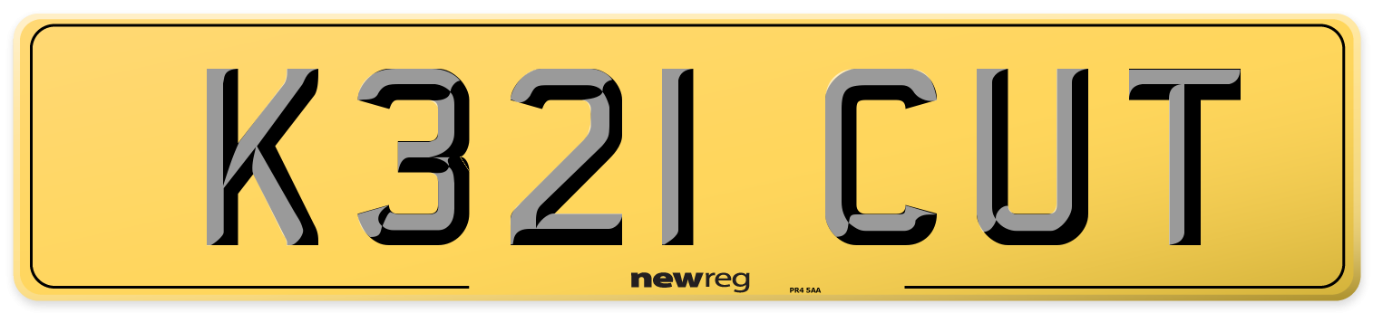 K321 CUT Rear Number Plate