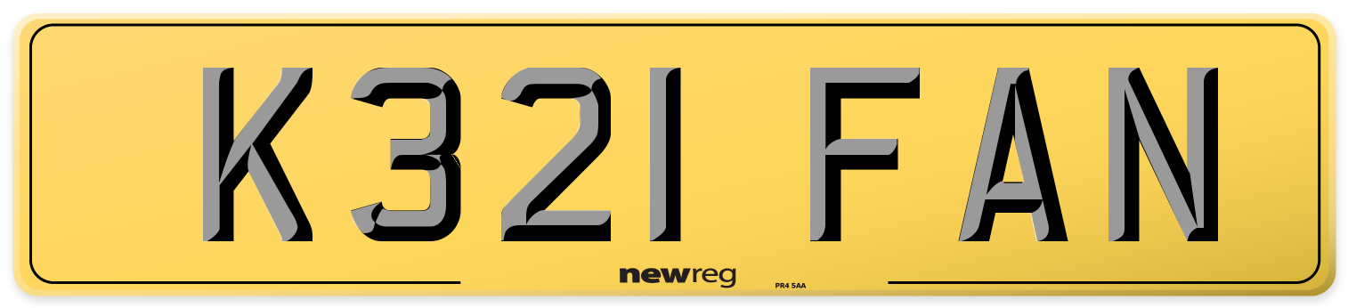 K321 FAN Rear Number Plate