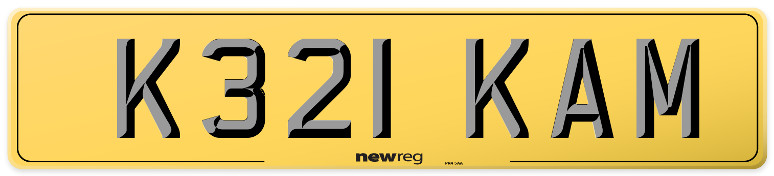 K321 KAM Rear Number Plate
