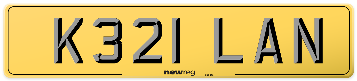 K321 LAN Rear Number Plate