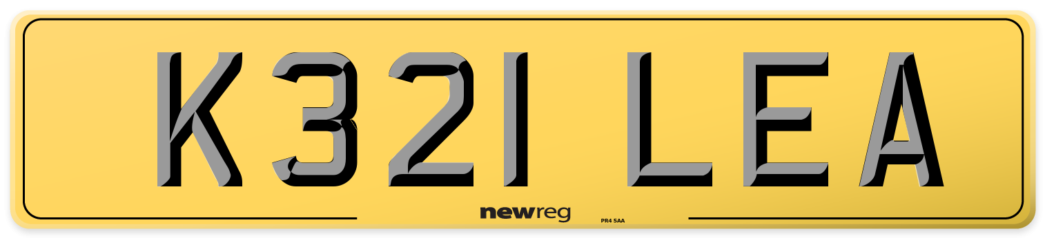 K321 LEA Rear Number Plate
