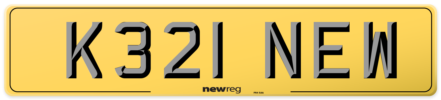 K321 NEW Rear Number Plate