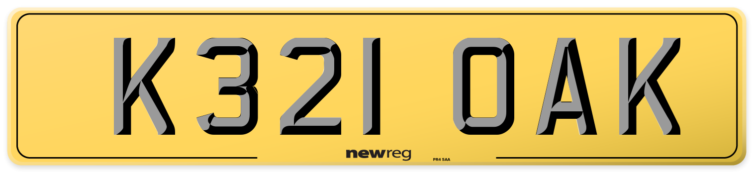 K321 OAK Rear Number Plate