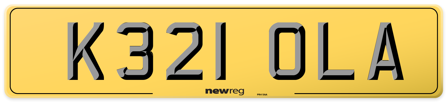 K321 OLA Rear Number Plate